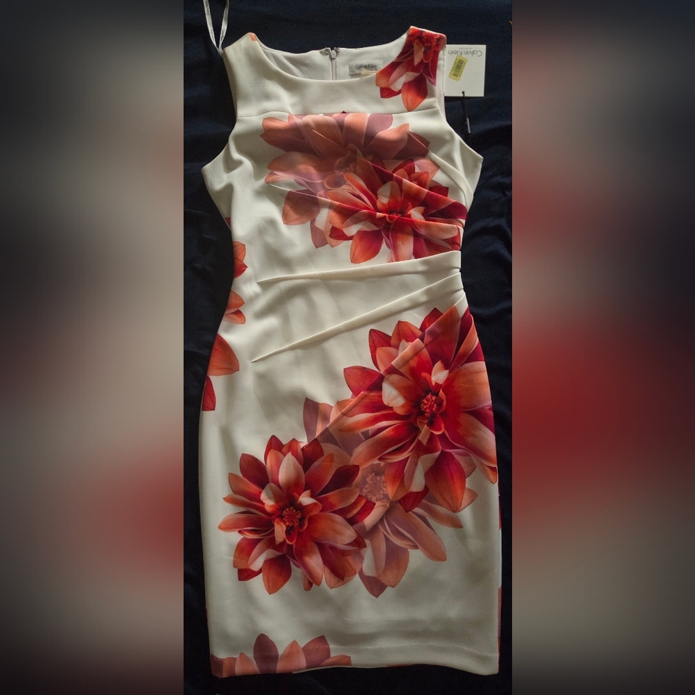 Calvin Klein Dress with Red Floral Design